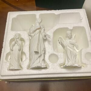 VTG Lenox Collection Nativity Angels of Adoration White Bisque China Figurines
